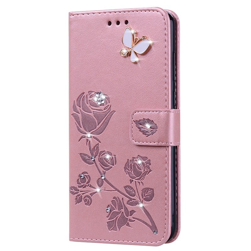 Flip Case for Alcatel 1C 5003D phone holster Wallet Leather Cases Card Slots: 3Pink Butterfly