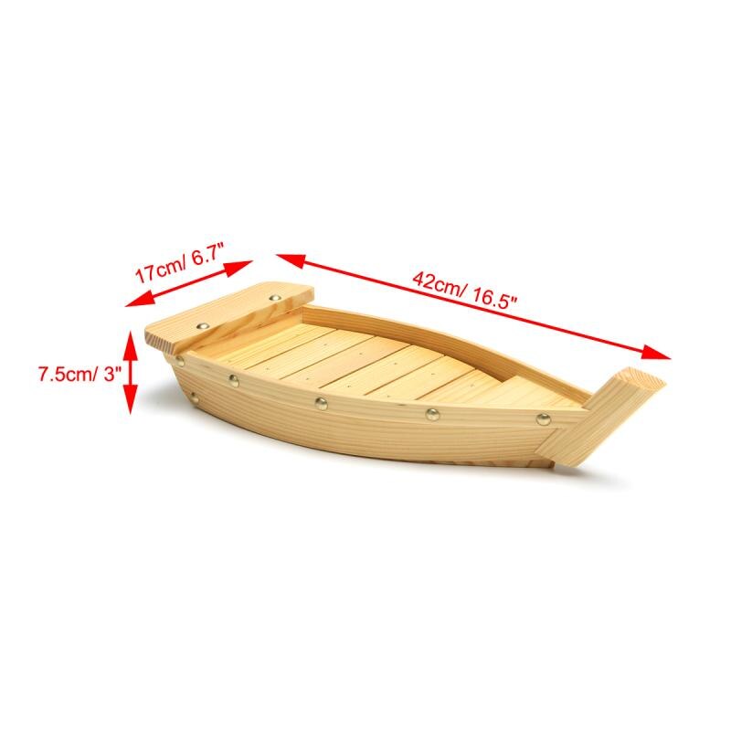 42 x 17 x 7.5cm japansk køkken sushi både sushi værktøj træ håndlavet simpelt skib sashimi diverse kolde retter bordservice