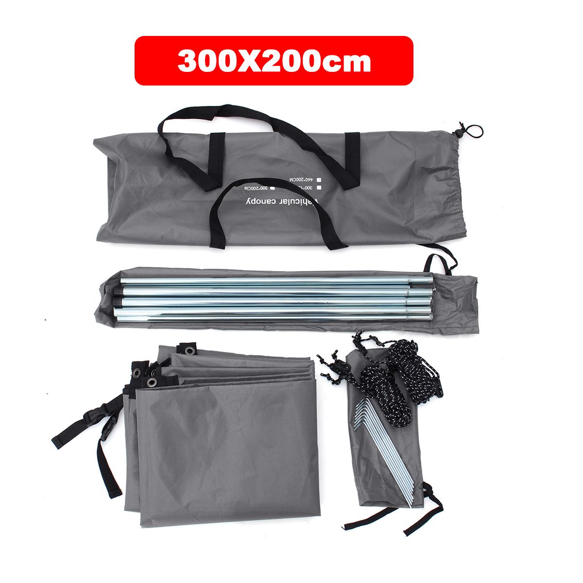 Portable Automobile Rooftop Rain Canopy camper trailer Shelter Shade Camping Side Car Roof Top Tent Awning Waterproof UV: Dark gray 300x200cm