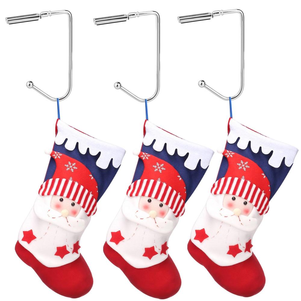 Kerst Kous Zilveren Schoorsteenmantel Haken Tafel Houders Hanger Xmas Veiligheid Hand Grip Kousen Clip Voor Kerst Feest Decoraties