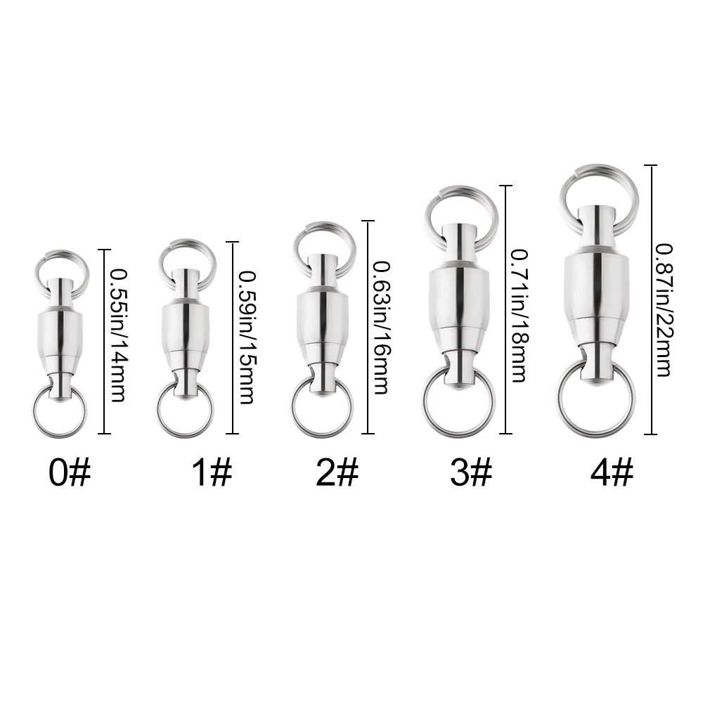 10PCS Size 0# to 4# Durable Bearing Barrel Fishing Rolling Swivel Connector Heavy Duty Ball Solid Ring