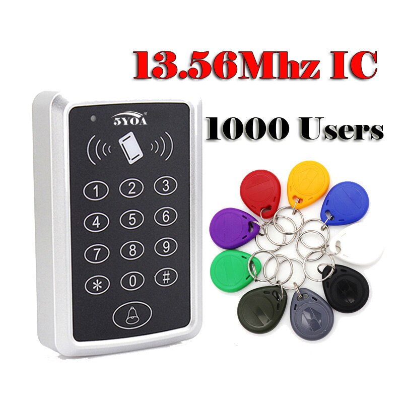 5YOA RFID Toegangscontrole Systeem Apparaat Machine Card Keytab Proximity Deurvergrendeling Tag EM ID Toetsenbord Sleutelhangers Controller: 13.56mhz IC with key