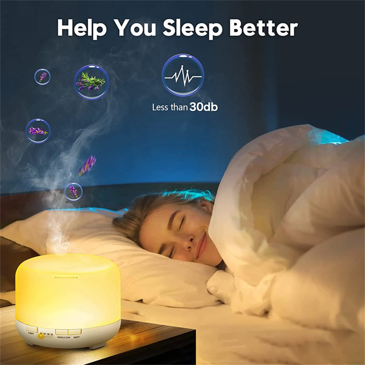 Umidificador de ar 500ml, difusor de óleo essencial, difusor de aroma com luzes noturnas coloridas, umidificador usb, mini tamanho