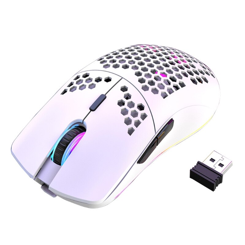 XYH80 Hollow-out Honeycomb 2.4GHz Wireless Gaming Mouse 4 Gear 3200 DPI RGB Lighting Mice for PC Laptop: W