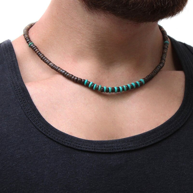 Collar Tribal para hombre, collar de Surf para hombre, collar bohemio para hombre, collar de Onyx negro de ojo de tigre