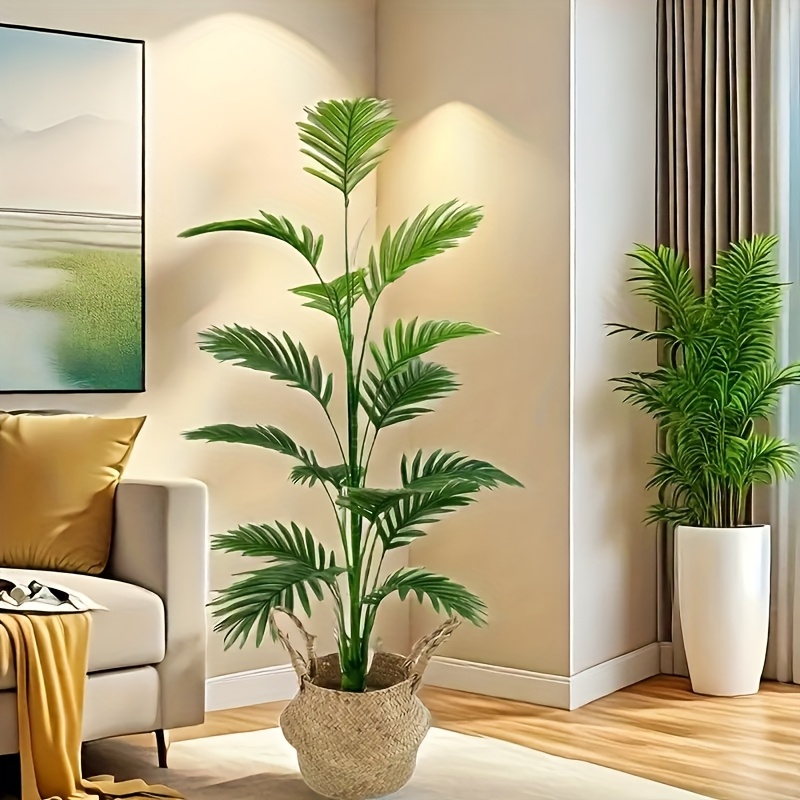Grote kunstpalmplant15Blad - Perfecte keuze voor huis- en kantoordecoratie, binnen- en buitengebruik, exclusief wastafel