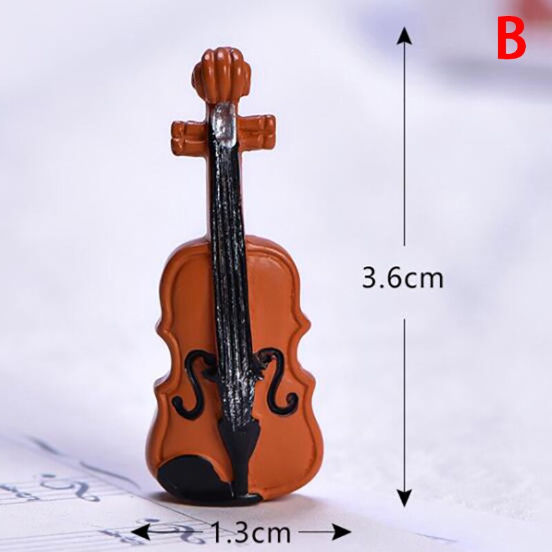 Miniature Music Instrument Resin Mini Violin Dollhouse Decorative Ornaments Crafts DIY Home Music House Bar Furniture Toys: B