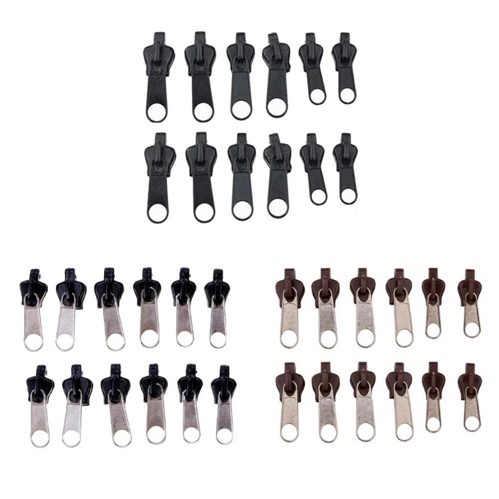 12 Pcs Universal Instant Fix Rits Reparatie Kit Vervanging Zip Slider Tanden Rescue Ritsen Naaien Kleding 3 Kleuren