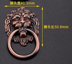 1pc antikke små kinesiske dørhåndtag løve dør banker zink legering skab skuffeknap ring træk møbler hardware: S røde bronze