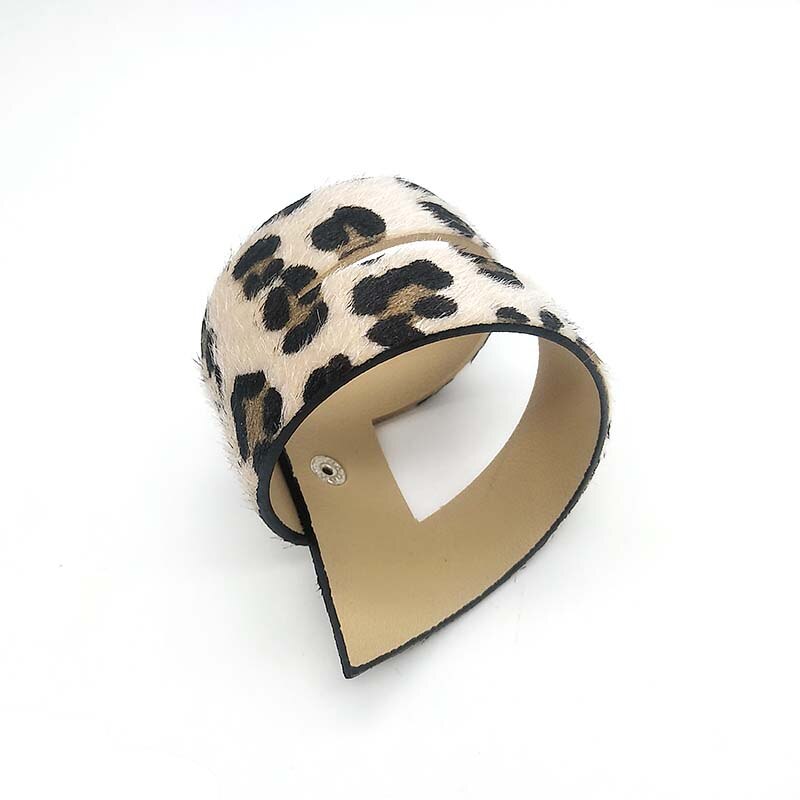 D&amp;D Triangle Circle Leopard Print Wide Leather Bracelets Women Vintage Leather Jewellery Cool