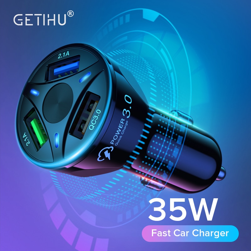 GETIHU 35W Car Charger 3 Ports USB Fast Charging QC Mobile Phone Charger USB Adapter For iPhone 12 8 Huawei Samsung Xiaomi Redmi