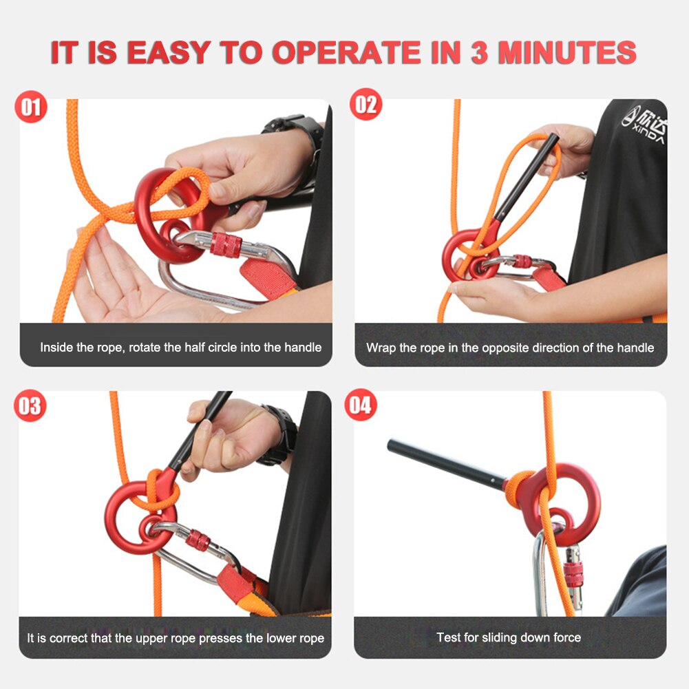 XINDA Rock Climbing 9-Ring Rigging Descender 150kg Rock Climbing Cable Descent Device Aluminum Downhill Rappelling Equipment