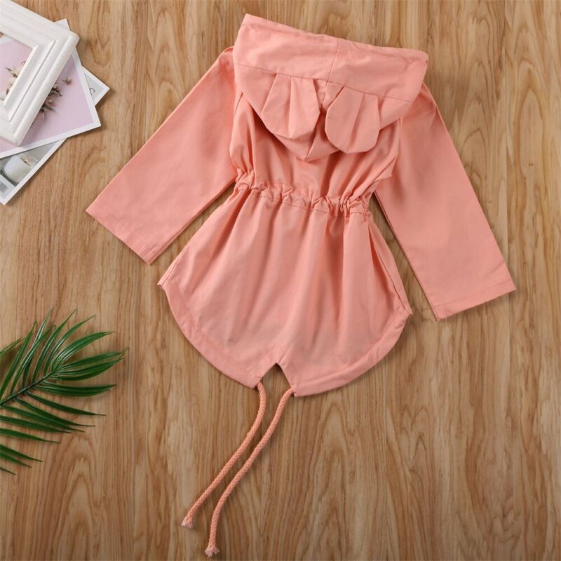 Børn trench efterår forår spædbørn drenge piger baby trench coat ensfarvet pink grøn enkeltradede ører hættebeklædning outwear