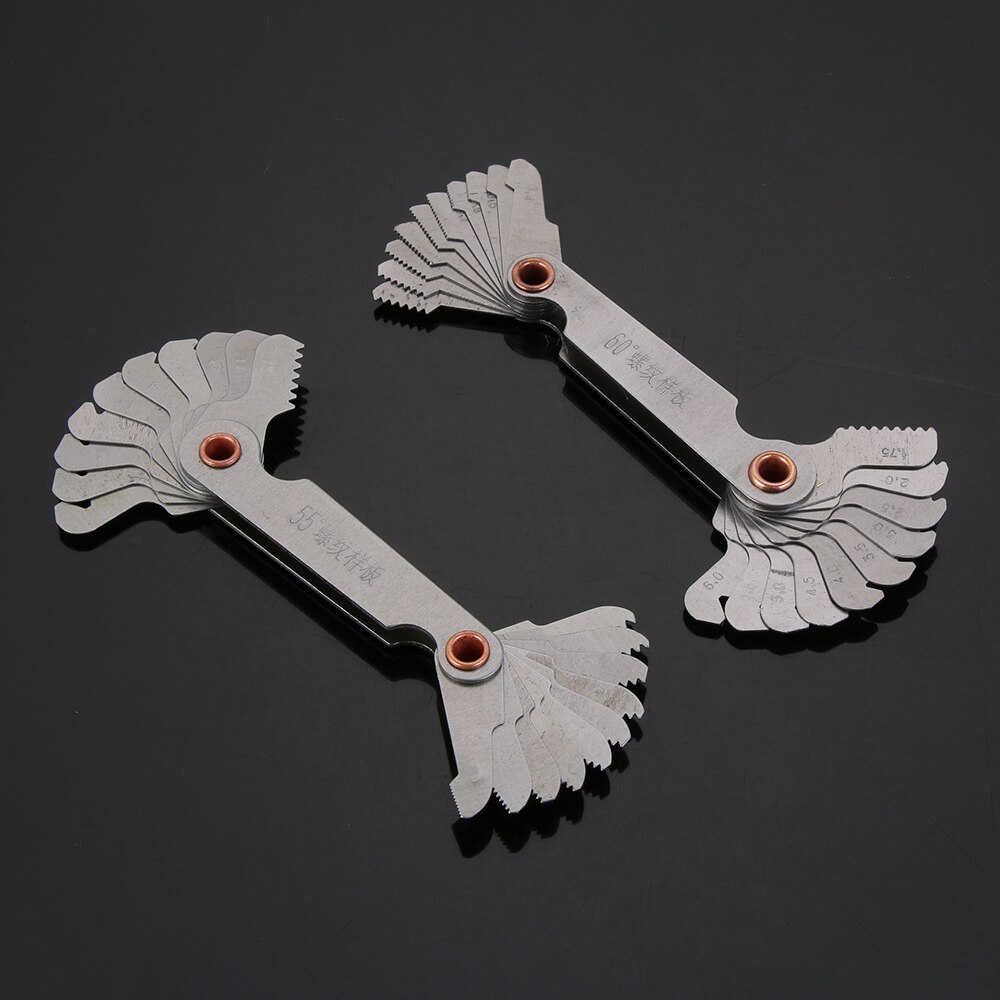 55/60 Degree Metric Inch Thread Plug Gauge Gear Tooth Screw Pitch Gauges Measuring Carbon Steel Center Measurement Lathe Combina