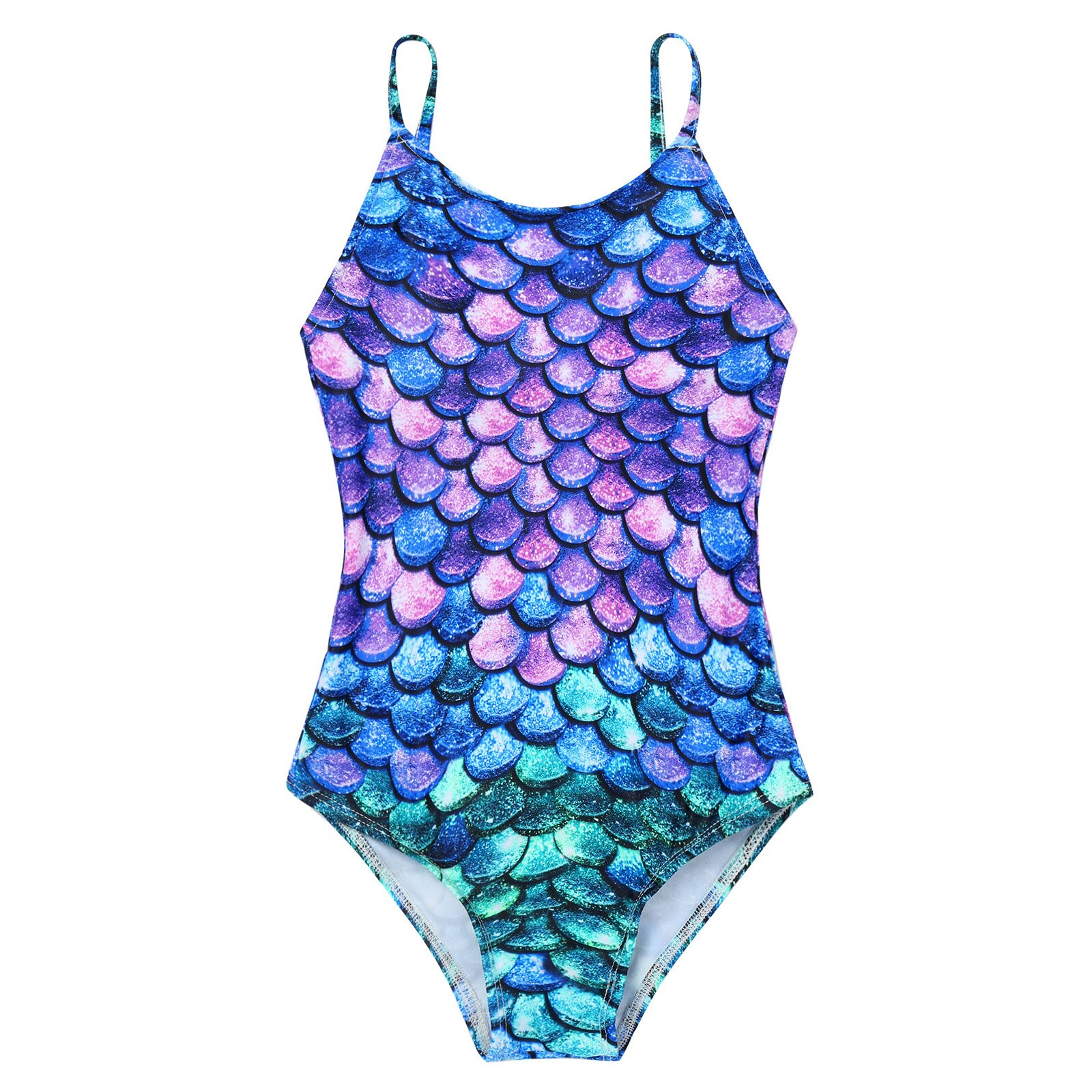 Maillot de bain une pièce pour petites filles, Monokini brésilien, imprimé écailles de poisson colorées, pour enfants
