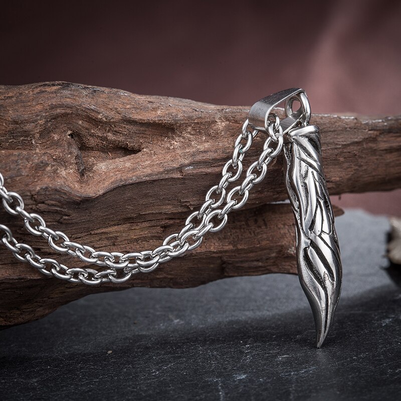 Heren Rvs Ketting Antieke Tribal Wolf Fang Tooth Hanger Vintage Wolf Tand Draak Titanium Hanger Ketting