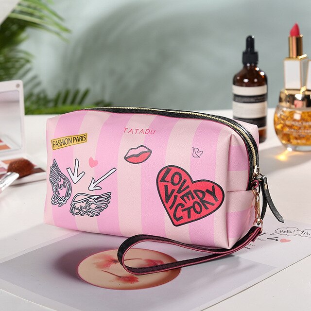 PU Leather Portable Women kosmetyczka z lustrem torby podróżne kosmetyczki organizuj torebkę wodoodporna kosmetyczka: B2