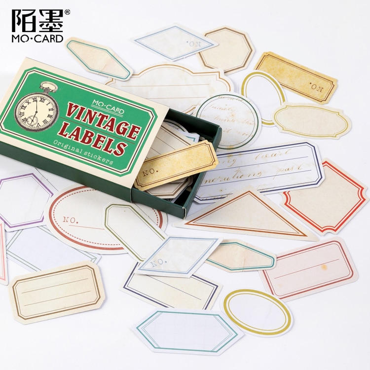Juego de pegatinas de papelería Kawaii Vintage, etiqueta adhesiva, escuela, oficina, , álbum de recortes, 60 unids/paquete