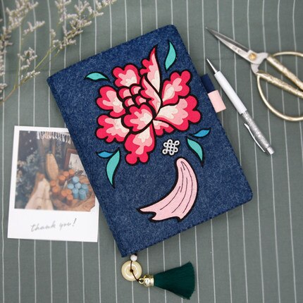 Chinoiserie Non-woven fabric Felt Notebook Cover DIY Material Package Hand Sewing Chinese Style Felt Diary Book Cover Kit Bag