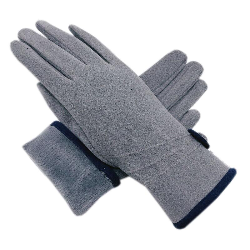Handschoenen Winter Dames Touch Screen De Fluwelen Verdikte Pols Mode Roze Grijze Meer Blauw Handschoenen Dames Lederen Winter wa: Gray