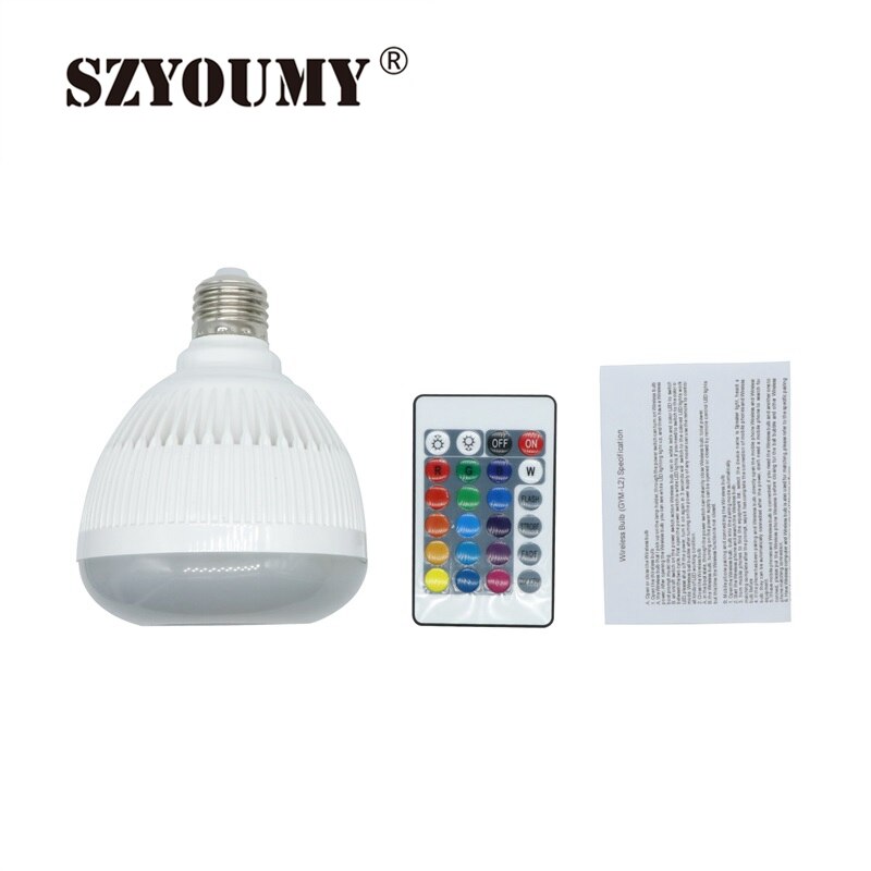 SZYOUMY E27 LED Lamp Muziek Audio Speaker Bluetooth Verlichting Lamp kleurrijke RGB Muziek Lamp Met 24 Toetsen ir-afstandsbediening controle