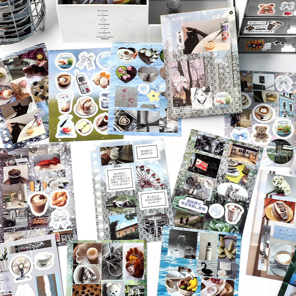 20 unids/pack etiqueta Vintage PET pegatina de paisaje DIY materiales decorativos para álbum de recortes arte Collage papelería pegatinas estéticas