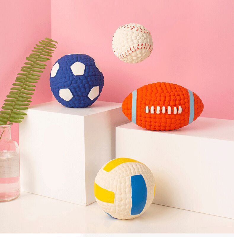 Pet Sof Pet Dog Toys Toy Funny Interactive Interactive latex vocal ball Dog Chew Toy For Dog Tooth Clean football Ball