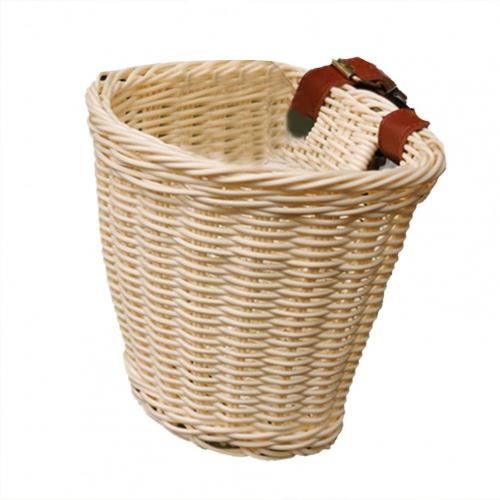 Kids Front Stuur Rotan Handwoven Fiets Mand Kinderen Geweven Fiets Mand Voor Jongens En Meisjes Fietsen Rieten Mand: Beige