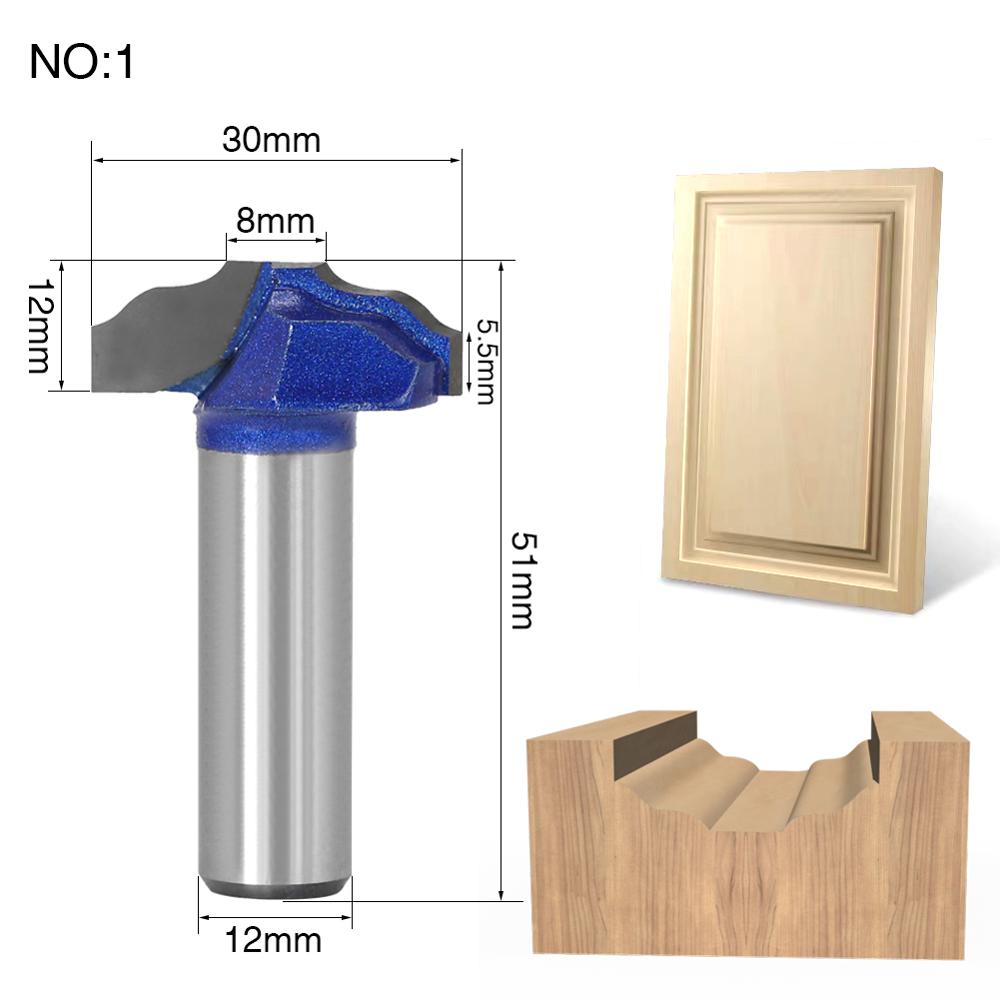 1 pc 12mm Shank Woodworking Door Frame Router Bits for wood carbide lassical door cabinet bits Engraving Milling Cutte: NO1