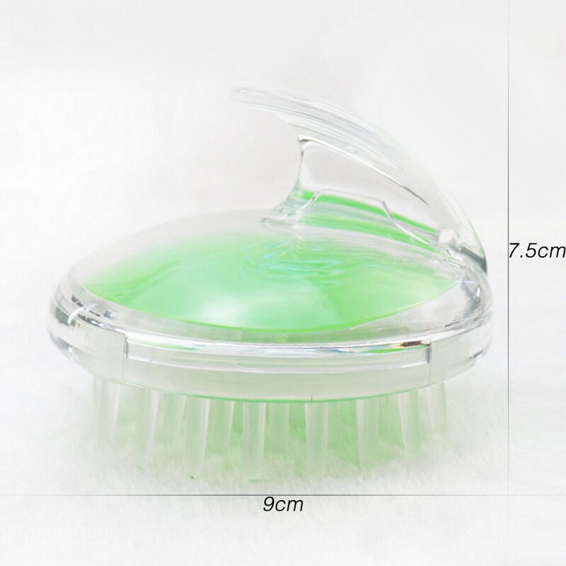 1 Uds. De cepillo de champú de silicona para ducha del cuero cabelludo, cepillo de masaje para pelo, peine masajeador de cuero cabelludo: green