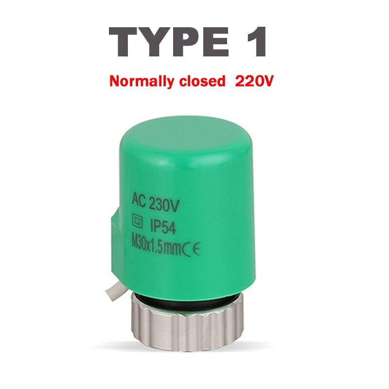 Normalt lukket 220v elektrisk termisk aktuator normalt åben ventil hoved vandudskiller til termostat manifold ventiler no/nc: Type 1