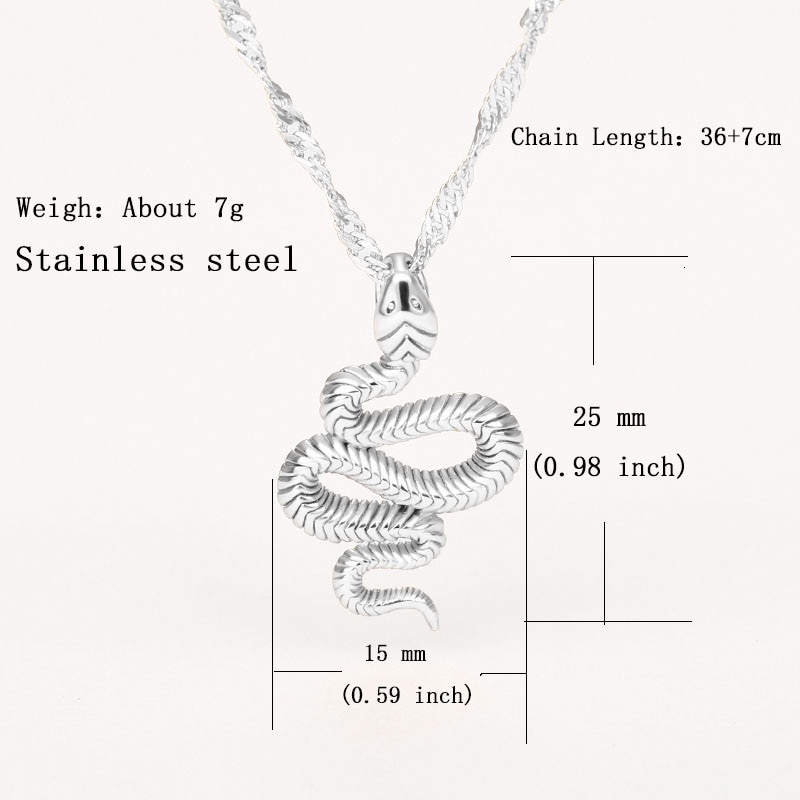 Stainless Steel Snake Necklace Cute Animal Snake Pendant Necklace For Women Temperament Snake Pendant Necklace Jewelry