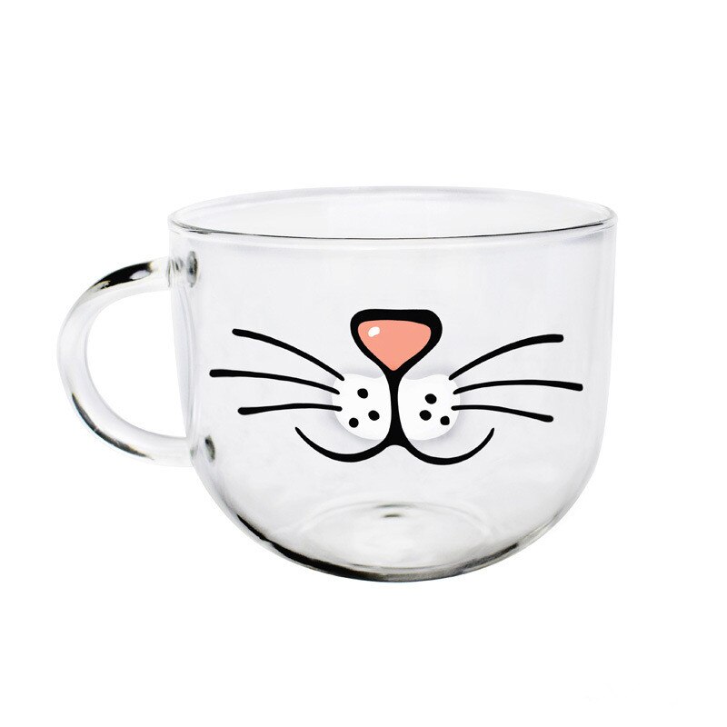 550ml Funny Cat Glass Mug Coffee Milk Cups Breakfast Handle Cup Novelty: Cat