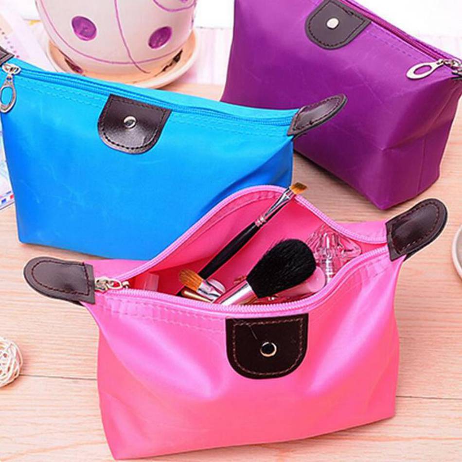 Bolso de maquillaje con bola de masa de 10 colores, bolso para cosmético de poliéster de Color sólido, bolso de maquillaje con versión suave y portátil coreana