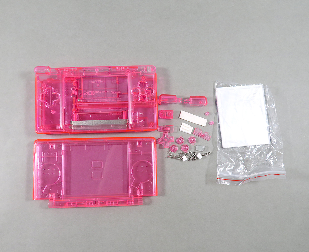 1set Full Housing Cover Case For NDSL Housing Case with Full Buttons for Nintendo DS Lite Transparent clear Shell Cover Case: clear pink