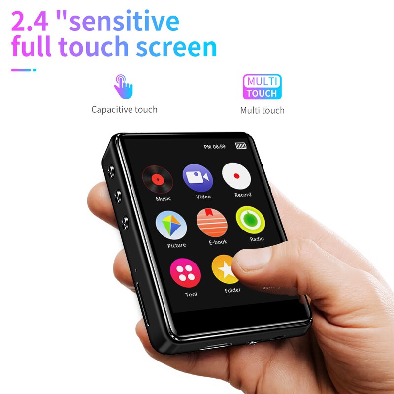 REDANT MP4 Player with Bluetooth Built-in Speaker 2.4 inch Full Touch Screen FM Radio Recording E-book Music Video Player MP 4