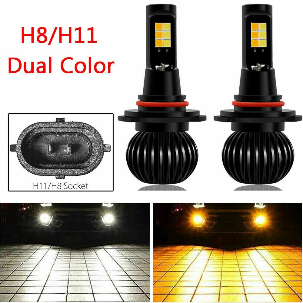 High Power H8 H11 Car Lights 3030 LED White Amber Dual Color 12V Replacement Conversion Lamps Practical Useful