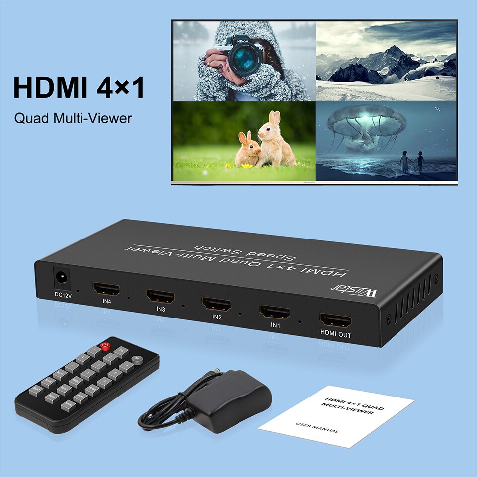 4X1 Hdmi Multi-Viewer Hd Quad Screen Multiviewer Met Hdmi Naadloze Switcher 1080P Hd Ir Switch 4 Kanaals video