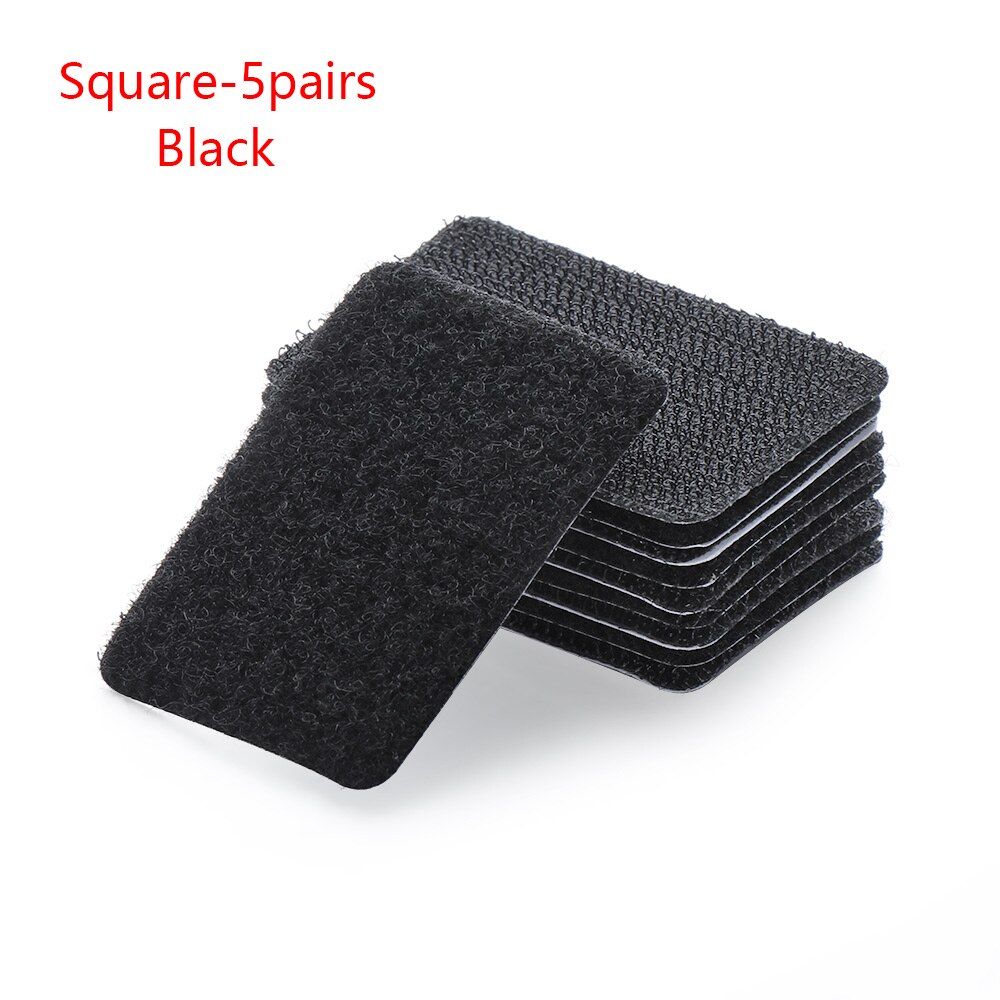 5Pairs Zelfklevende Sluiting Tape Magic Sticker Sterke Lijm Haak Lus Tape Tapijt Sofa Antislip Holder Thuis gadget: black Square