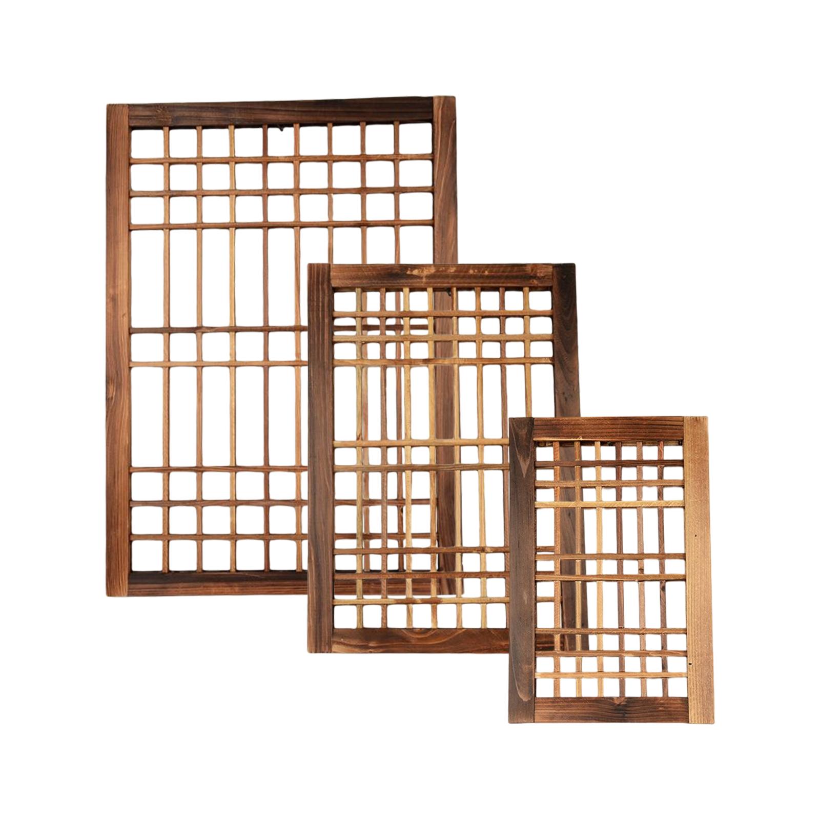 Wooden Window Frame Lattice Window Pane Wall Decor for Backyard, Patio, to Hang