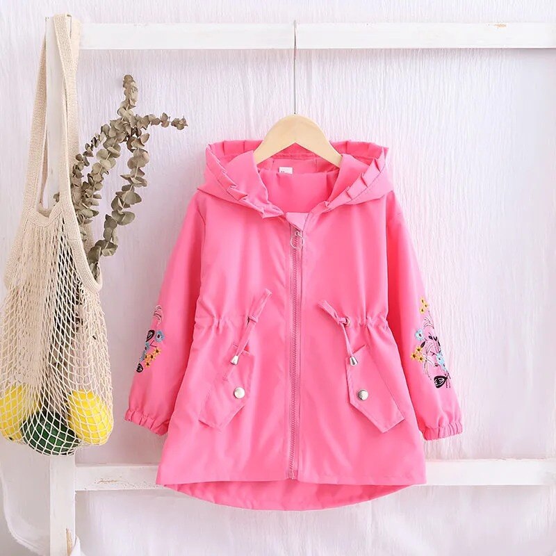 Autumn Winter Children Girls Hooded Outwear Jackets Clothing Kids Girls Zipper Windbreaker Waterproof Tops Teenagers Trench Coat