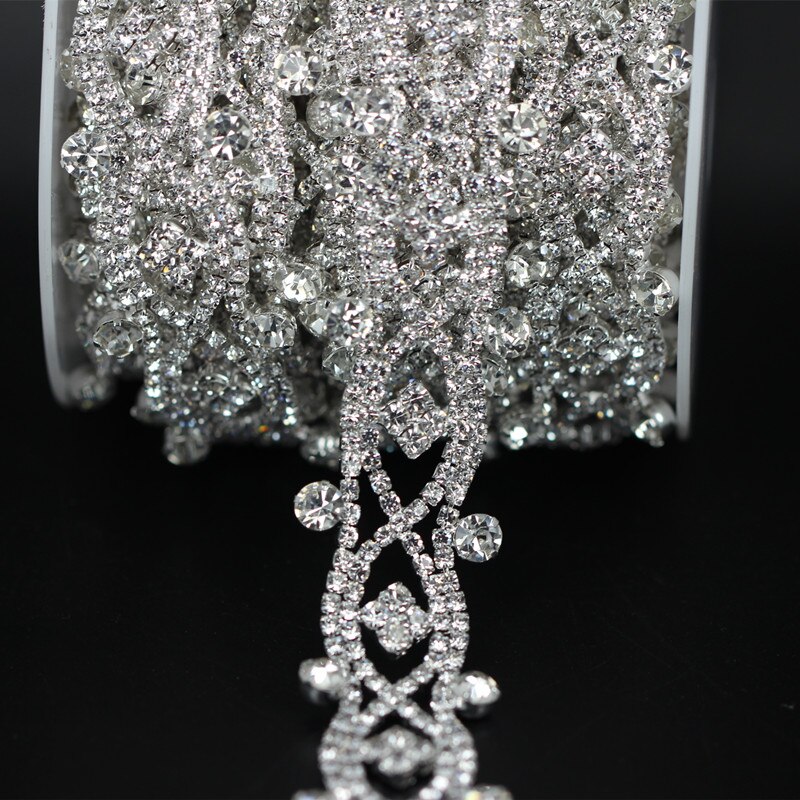 fantasia Oro Rosa di Modo di Cristallo Catena Della Tazza del strass Guarnizioni Abito Da Sposa Decorazione per Abiti Da Sposa Abbigliamento applique ordinare: argento 23