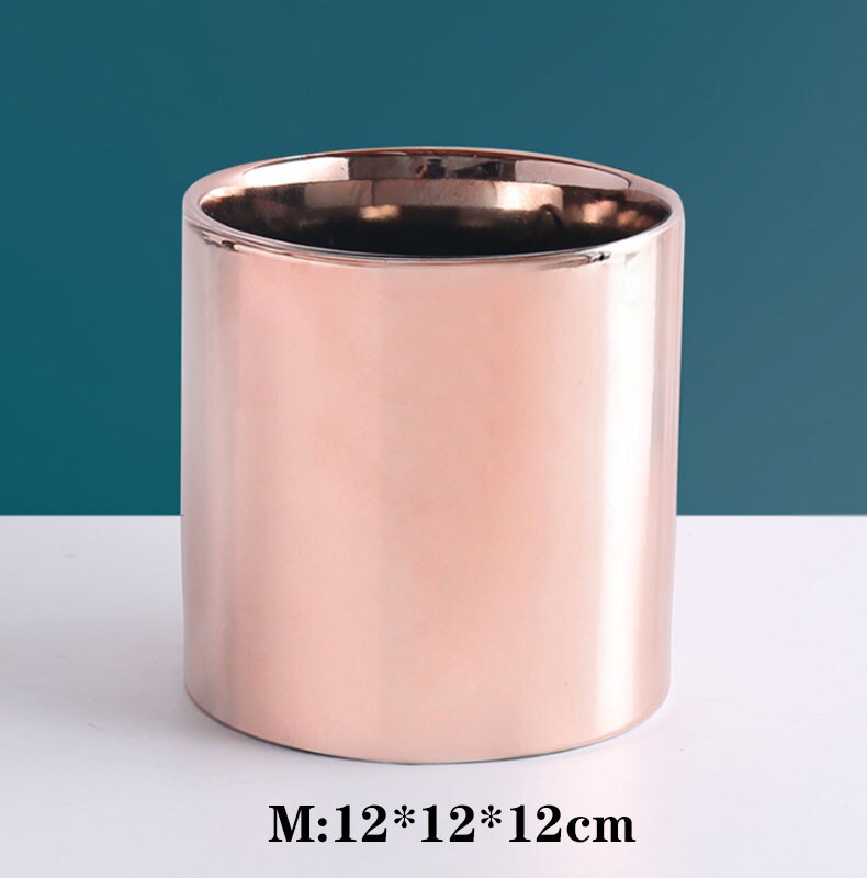 nordisch Goldene Keramik Überzug Blume Topf Balkon Kaktus Orchidee Sukkulenten Pflanzer Blumentopf Schreibtisch Handwerk Dekorative Ornamente: M-Rosa