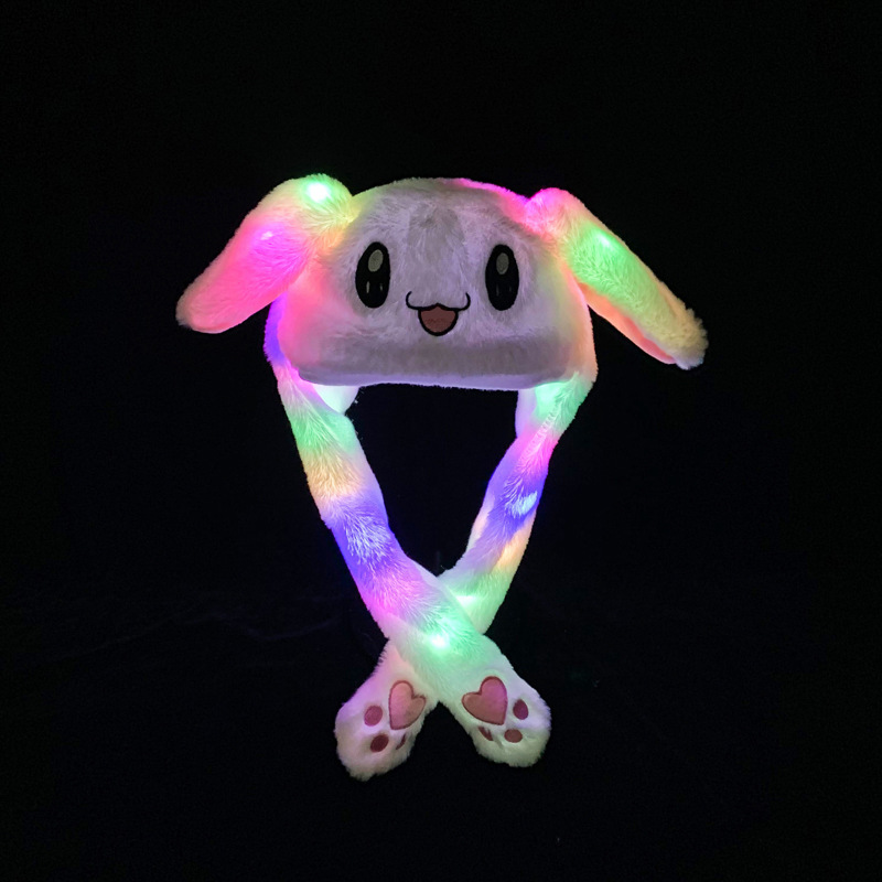 Chapeau de lapin de dessin animé japonais, oreille en peluche brillante, chapeau de saut mobile, oreilles rampantes lors de la pattes, chapeaux de Cosplay d'animaux mignons: GRIS