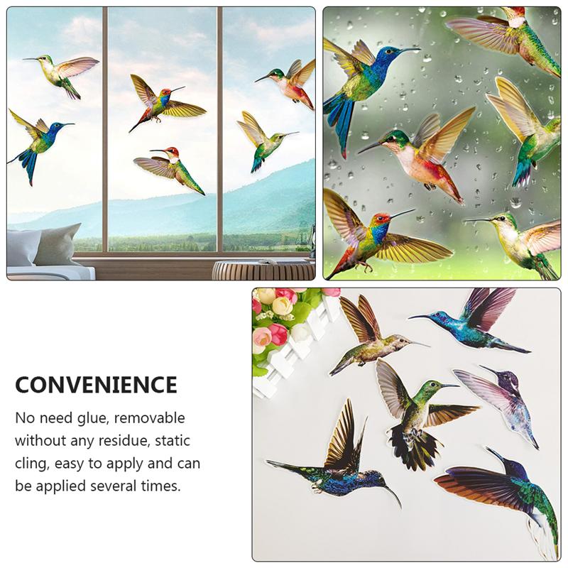 6 Pcs Hummingbird Window Clings Window Decor Decals Unique Window Decor Film Window Sticker Collision Hummingbird Sticker