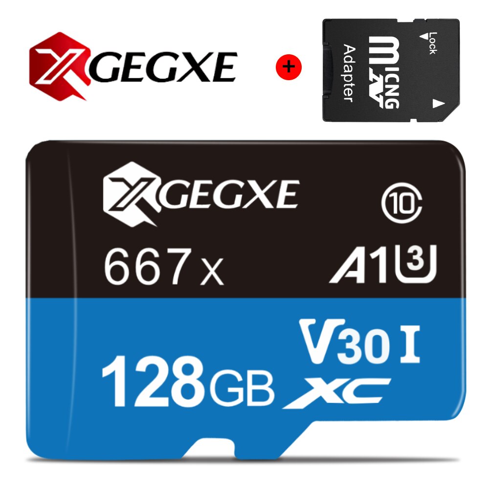 XGEGXE Scheda di Memoria 64gb micro SD carta 32gb 128gb 256gb 512gb Carta di TF Cartao de memoria Classe 10 per tavoletta Fino a 98 MB/s: 128GB con adattatore