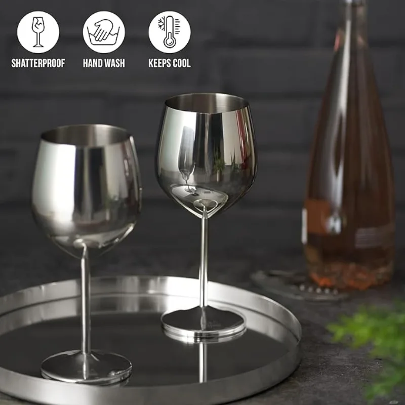 Verre à vin en acier inoxydable, verre à champagne, verre à whisky, gobelet en métal , verre à vin rouge, type tonneau, degré de chute, 3 pièces