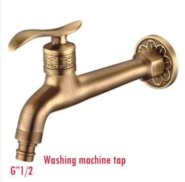 Long Antique brass decorative garden faucets single cold bibcocks washing machine tap outdoor faucet