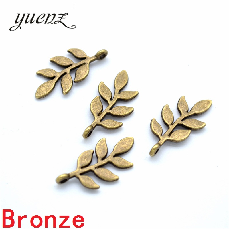 YuenZ 15 pièces Antique argent plaqué arbre feuille pendentif à breloques: bricolage pour bracelet collier 24*11mm Q378: bronze