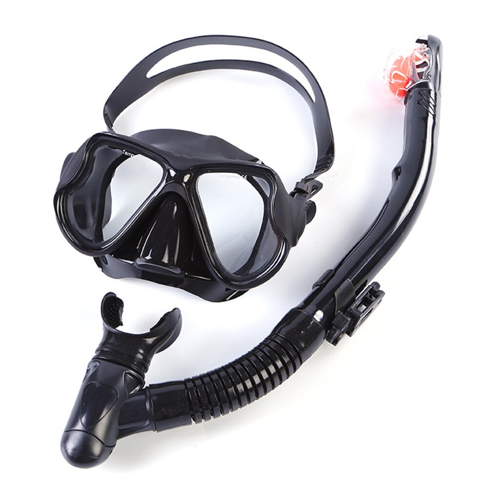 Scuba Diving Mask Snorkel Anti-Fog Goggles Glasse Set Adult Silicone Swimming Fishing Pool Equipment: B set black